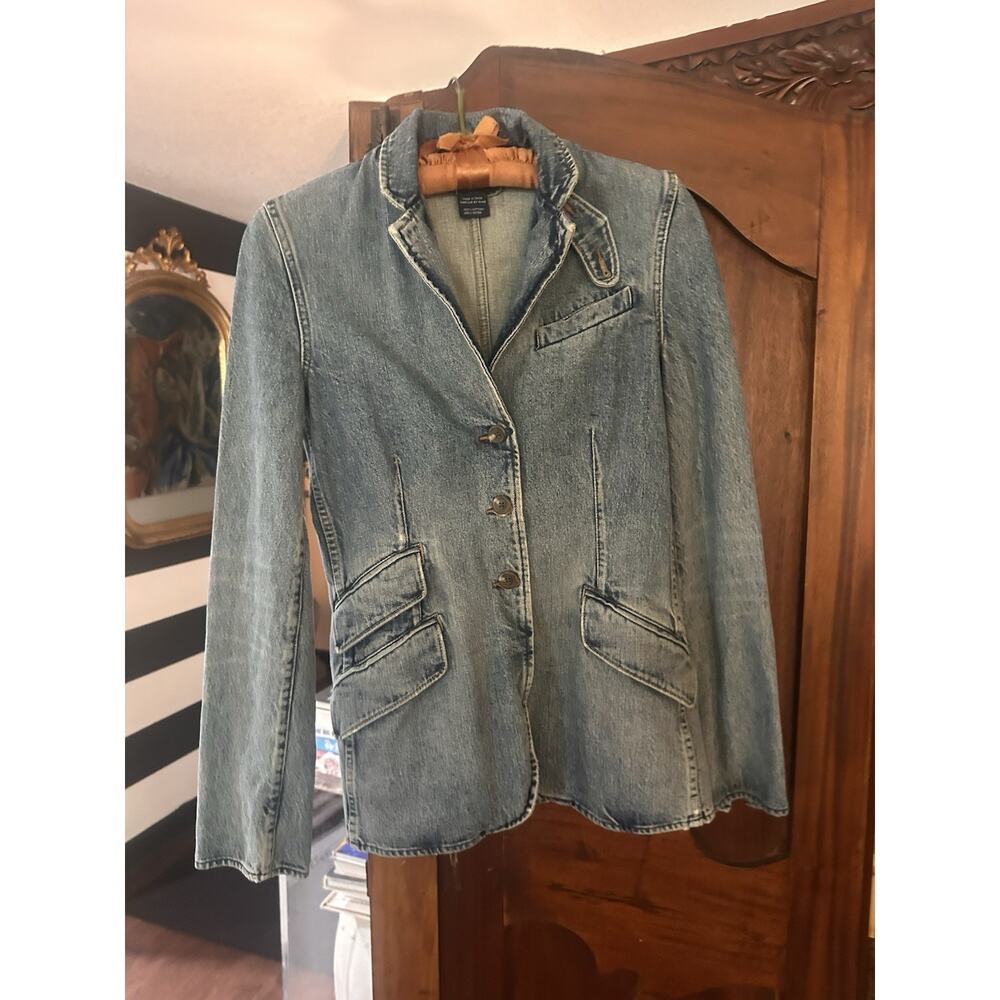 Vintage Ralph Lauren Y2K Blue Label Denim Jacket 2 Corset Fit neck piece - Picture 8 of 14